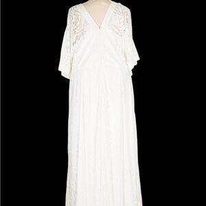 Lane Bryant White Maxi Dress Beautiful Cut Off Lace Dress. EXCELLENT COND SZ 26-